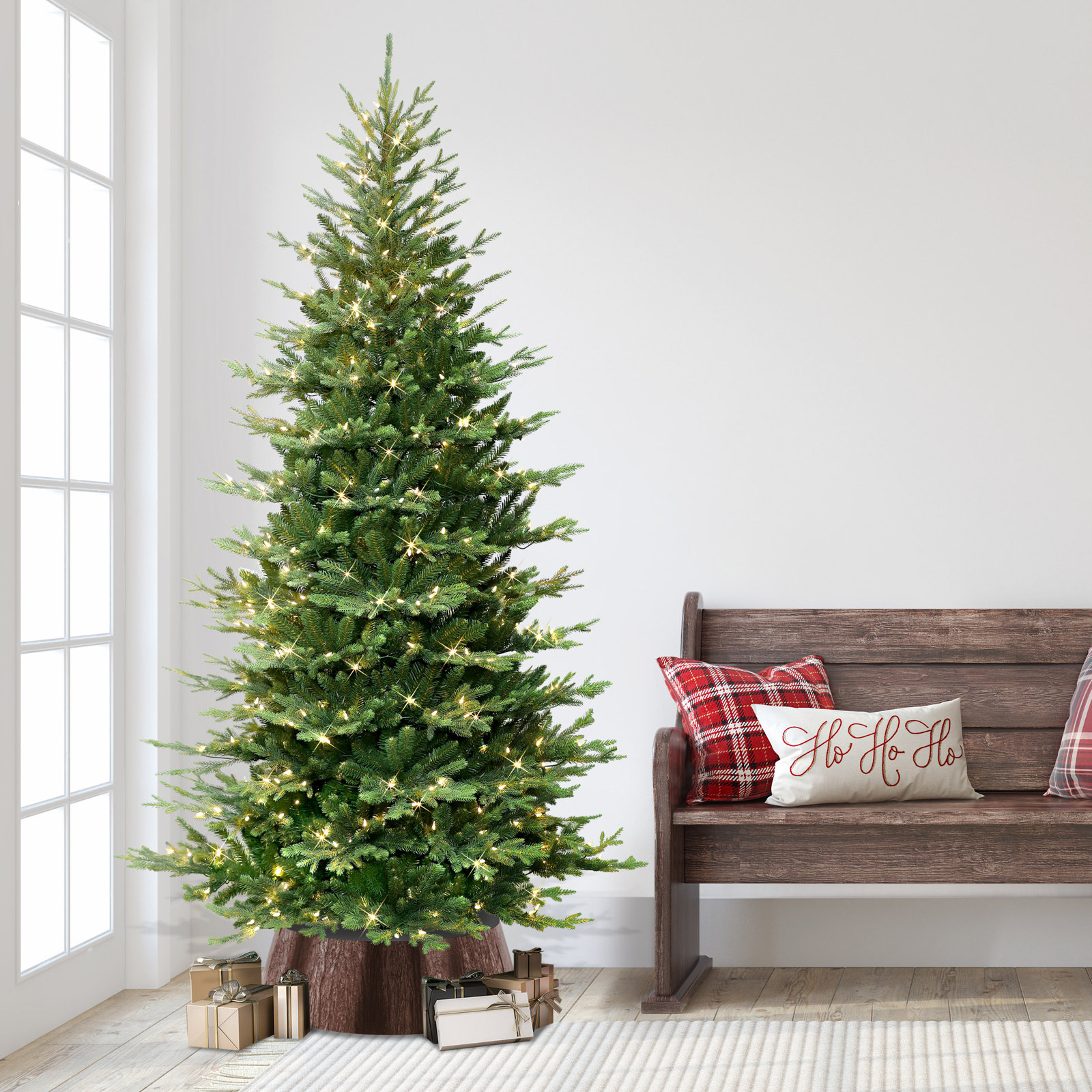 Slim 7.5' Pre-Lit Spruce Christmas Tree