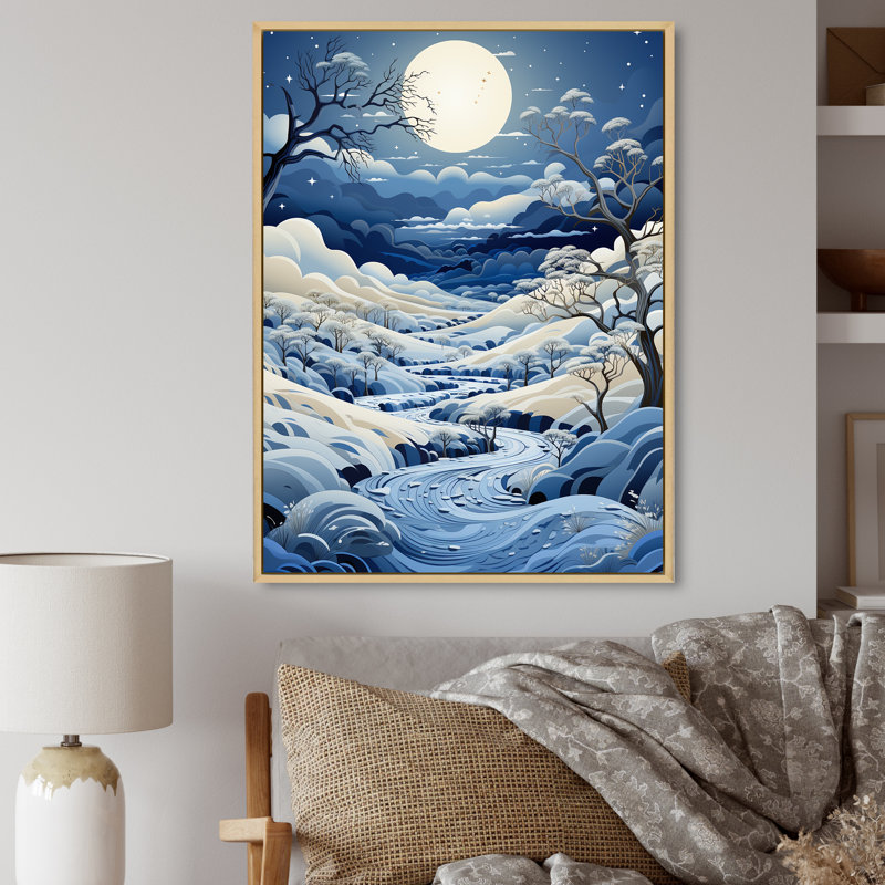 Snow Winters Moon Solitude I - impression, H 32 po x l 24 po x P 1 po, Cadre naturel flottant