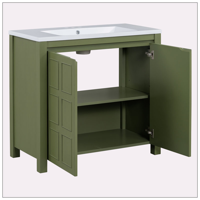 Organisateur de meuble-lavabo 36 po avec lavabo, Vert olive