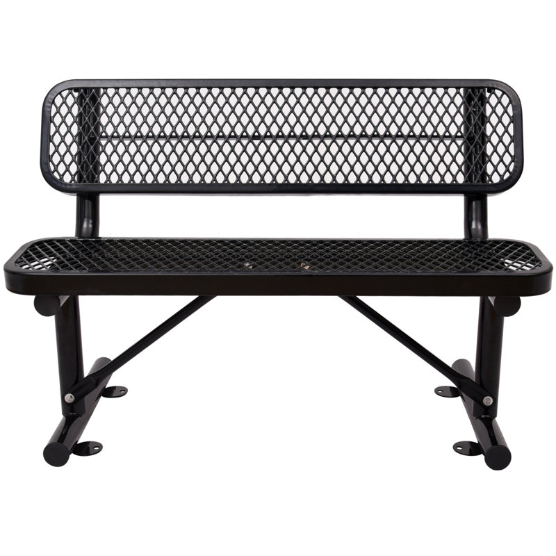Banc d'extérieur en acier, Noir, H 32,55 po x l 48,05 po x P 23,25 po