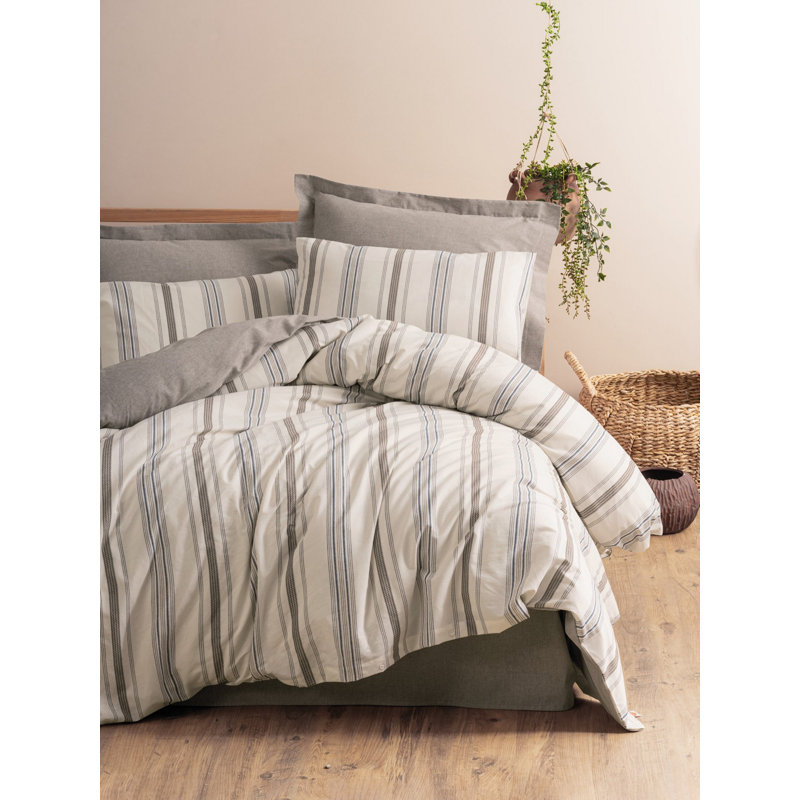 Ensemble de housse de couette de luxe simple, vison et crème, 63,0 x 86,6 pouces | 50% coton / 50% polyester, lavable à la machine | Comprend une housse de couette avec fermeture à boutons et une taie d'oreiller | Literie douce et élégante pour un confort douillet