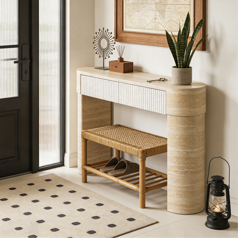 Console en bois avec deux tiroirs cachés