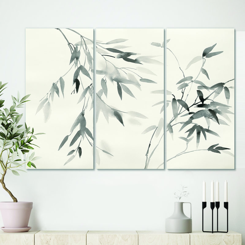 «Bamboo Leaves II», reproduction d'art sur toile tendue, H 40 po x l 60 po x P 1 po