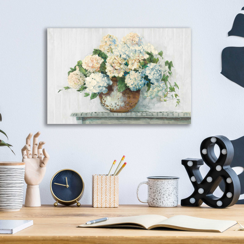 «White Hydrangea Cottage» par Carol Rowan, H 12 po x l 16 po x P 0,13 po