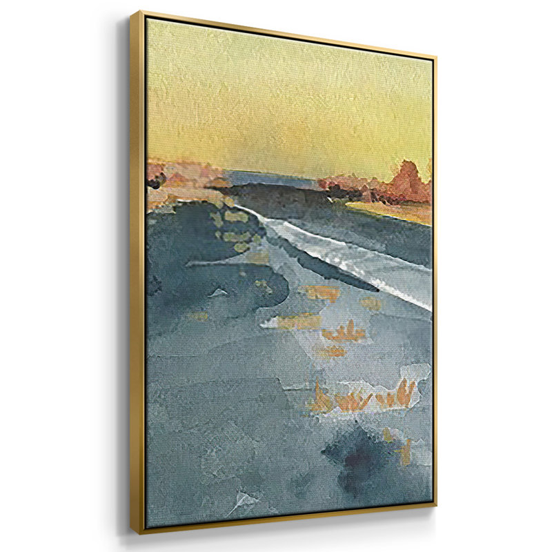 «Deserte Highway I», reproduction sur toile 3 pièces, H 24 po x l 48 po, Encadrement doré