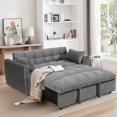 Canapé-lit pliable 65 po 3-en-1 de grande taille, canapé-lit double en velours moderne, canapé-lit avec dossier et coussins réglables, convient au salon et à la chambre à coucher
