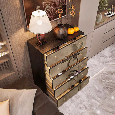 Armoire à cinq tiroirs avec cadre en pin massif