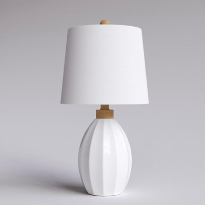 Lampe de table simple moderne en céramique 23 pouces avec abat-jour en lin blanc, éclairage de table de chevet pour chambre à coucher, vestibule, bureau, dortoir et espaces de bureau, ampoules non incluses