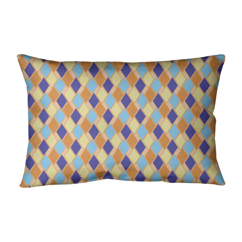 Housse de coussin rectangulaire Katelyn Elizabeth, Polyester / Bourre en polyester, Orange / Bleu
