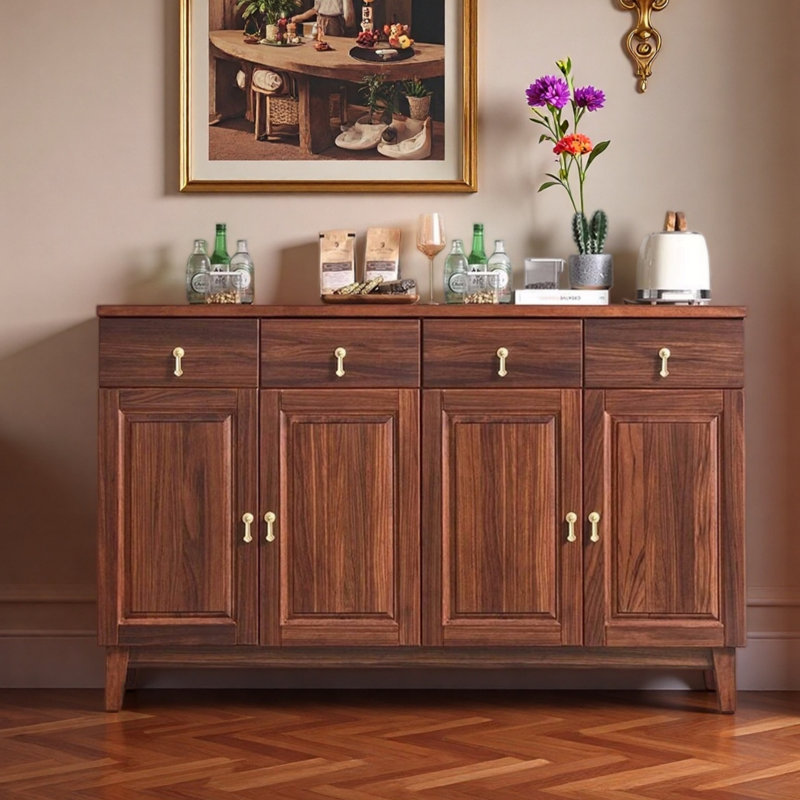 Buffet en bois massif de grande capacité, 39.37" H x 62.99" W x 15.75" D