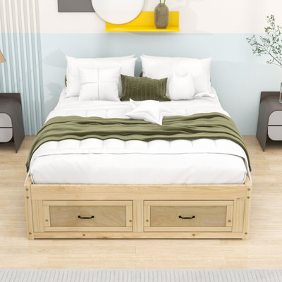 Wood Platform Bed with 6 Storage Drawers