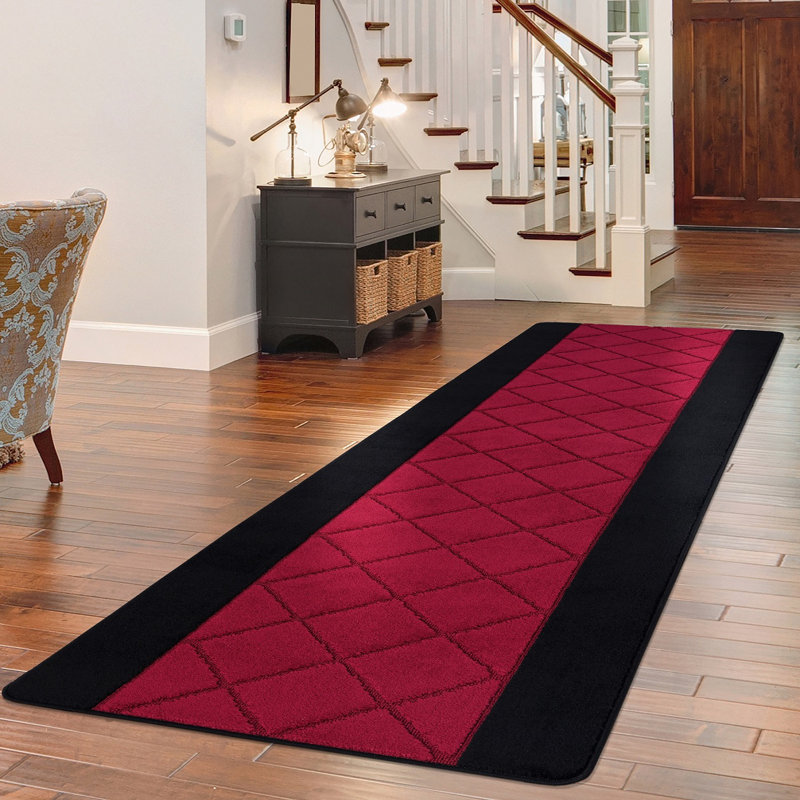 Damia Striped Area Rug, Black/Red, 40cm W x 60cm L