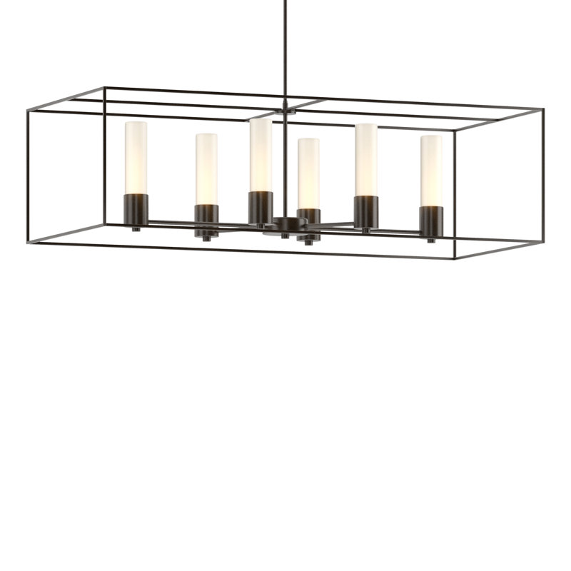 Portico 6 - Light Kitchen Island Linear Pendant, Opal, Oil Rubbed Bronze, Oil Rubbed Bronze