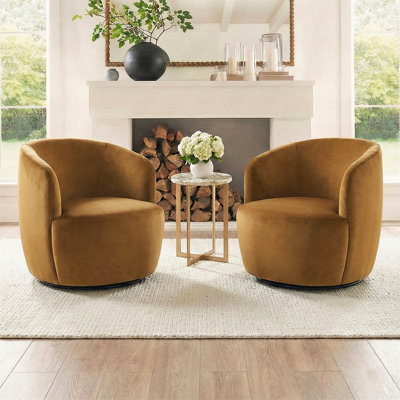 Petit fauteuil d'appoint pivotant en velours de 27 po de largeur (ensemble de 2)