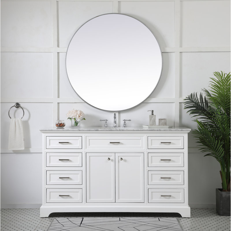 Hermes 60'' Single Bathroom Vanity with Marble Top, White