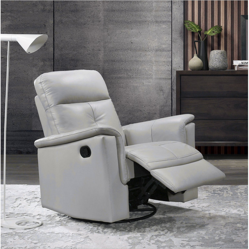 Fauteuil inclinable et pivotant en cuir argent, Argent