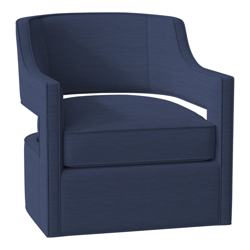 Phoebe 29.5" W Swivel Armchair, Perigold Ishi Blue Jean