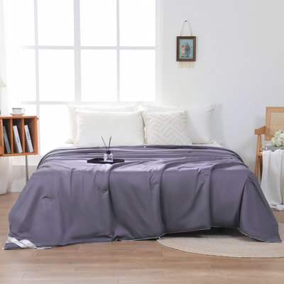 Queen All-Season Mulberry Silk Comforter with Cotton Cover, Dark Gary