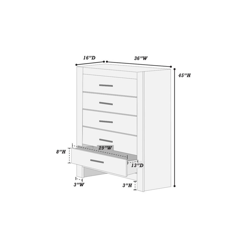 Commode 5 tiroirs Kateshia