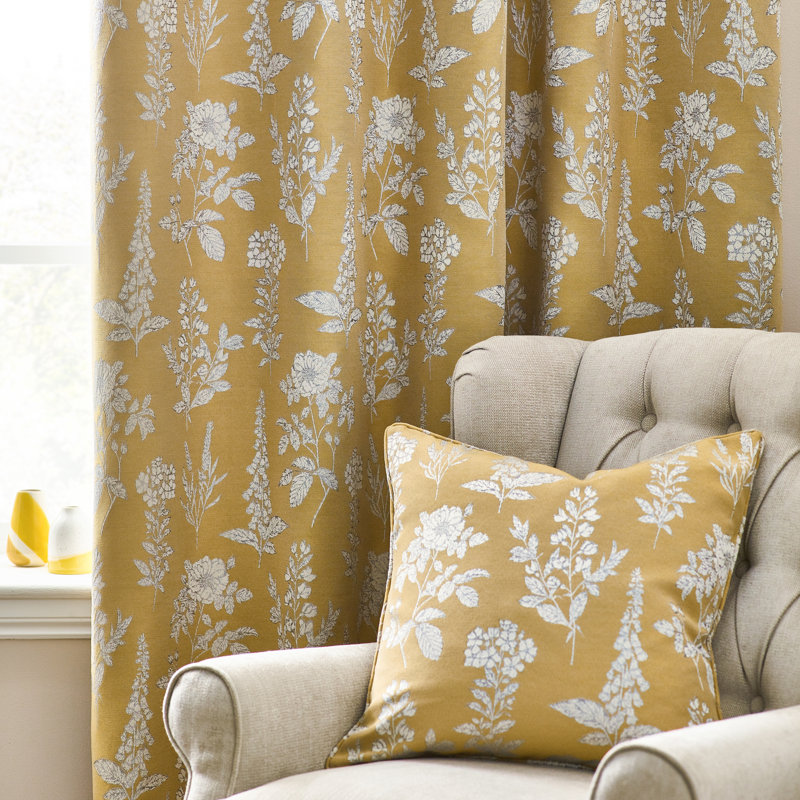 Room Darkening Curtain Pair, Gold, 168cm Width x 137cm Drop
