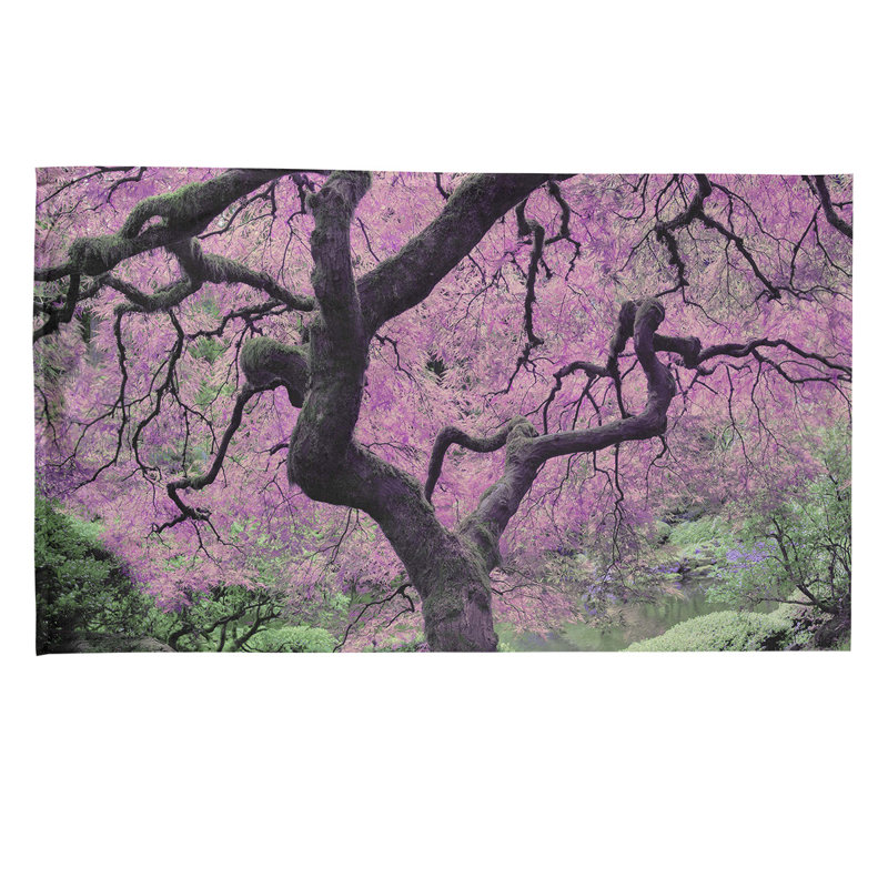 Serviette de thé à arbre d’érable japonais Bourbeau, Polyester sergé, Mauve clair