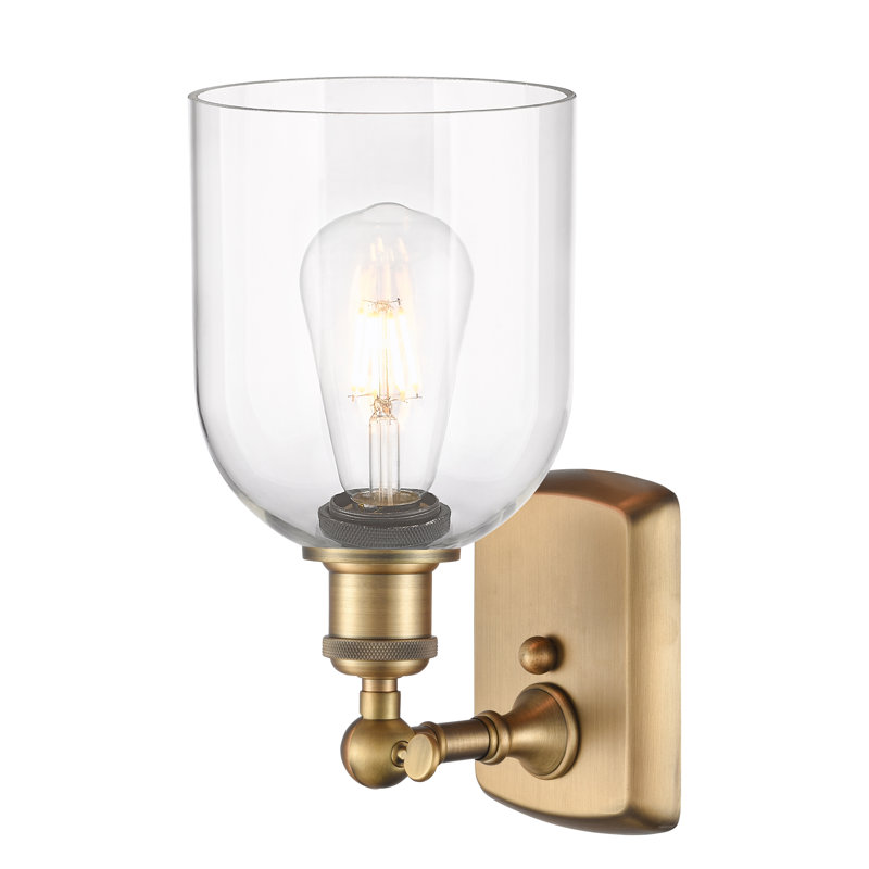 Anacaren Steel Armed Sconce, Brushed Brass, Clear