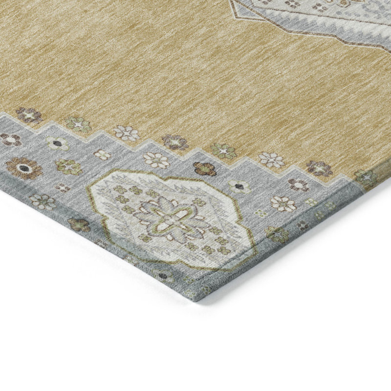 Tapis oriental lavable intérieur doré 3 pi x 5 pi