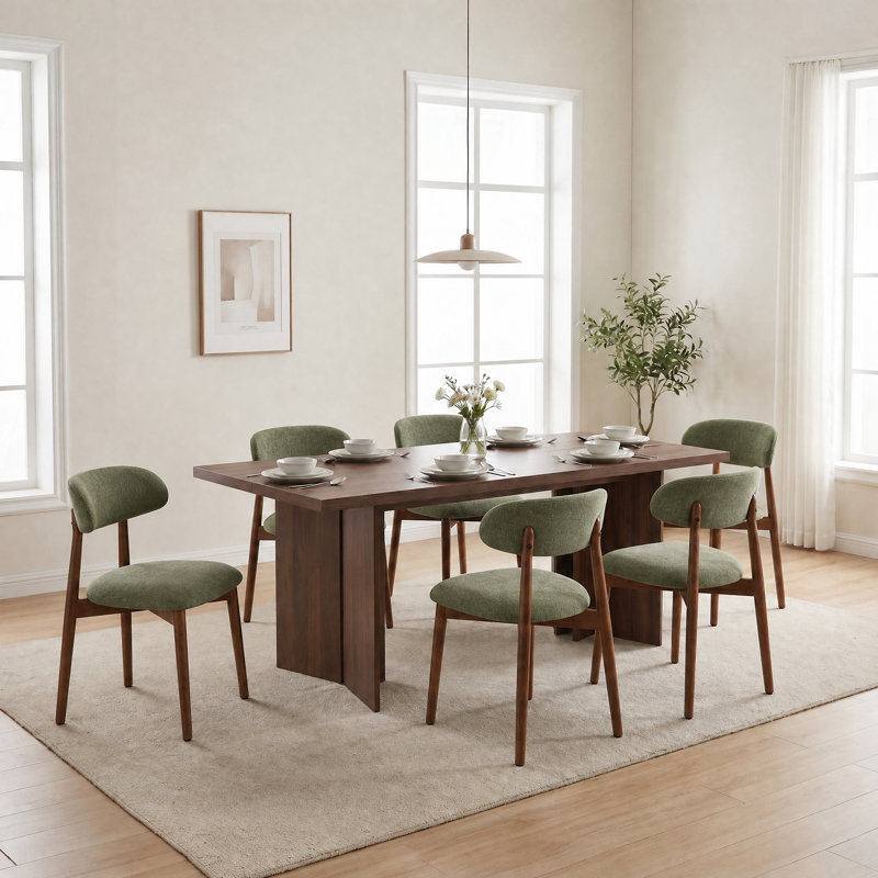 Table de salle à manger Amiliana, 7 pièces : table, 6 chaises, Noir / Beige, H 29,53 po x l 63 po x P 31,5 po