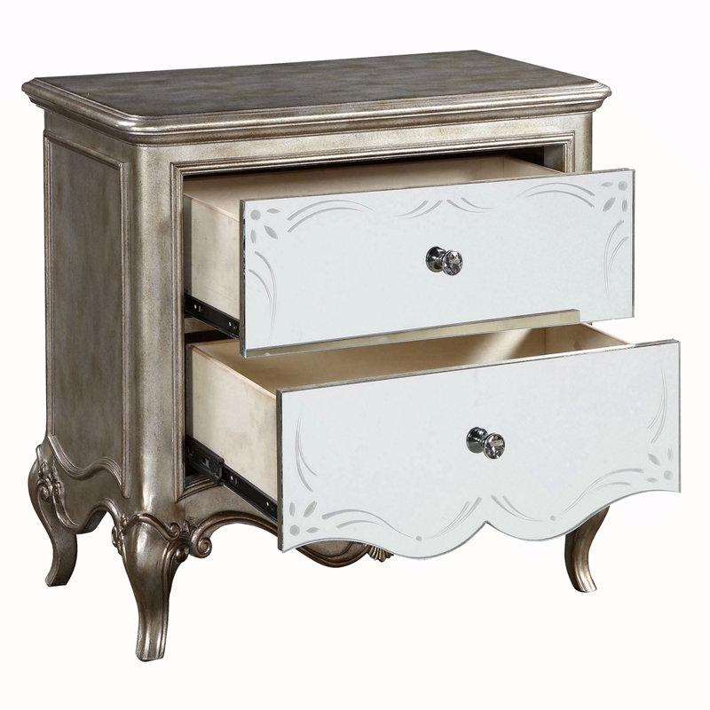 Antique Champagne 2-Drawer Nightstand