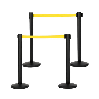 Crowd Control Metal Stanchion Posts with 6.6 ft / 2 m Retractable Belts and Weighted Metal Base, Commercial Line Dividers for Stores, Airports and Event Entry Management
