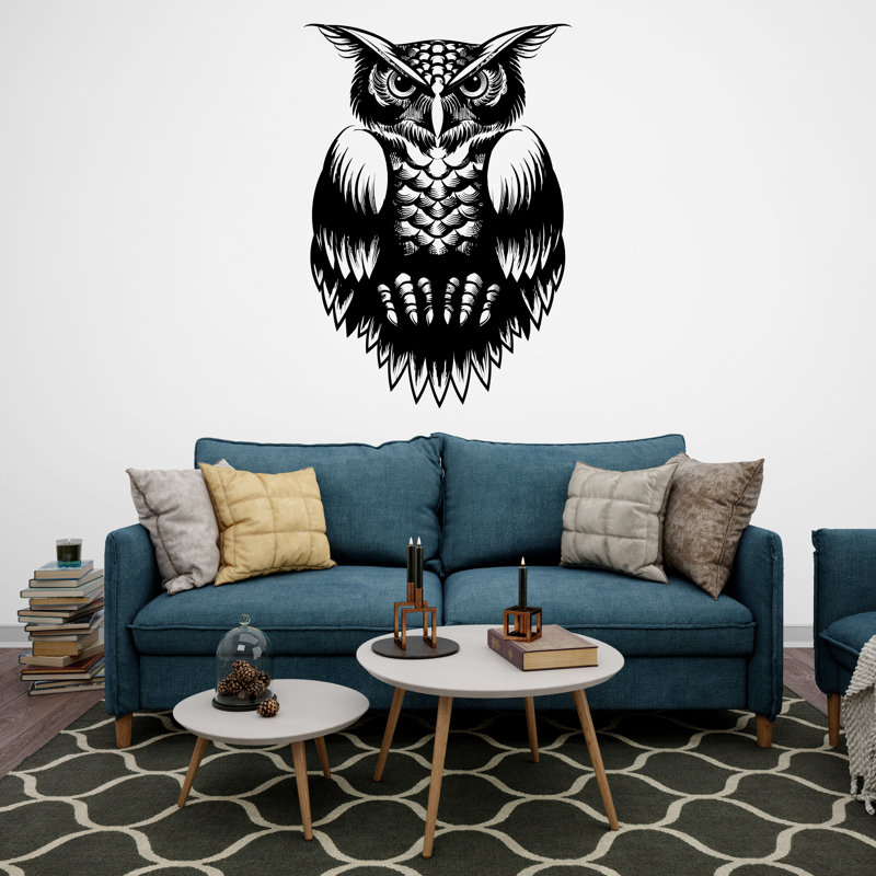 Adhésif décoratif hibou hibou, H 50 po x l 35 po, Noir
