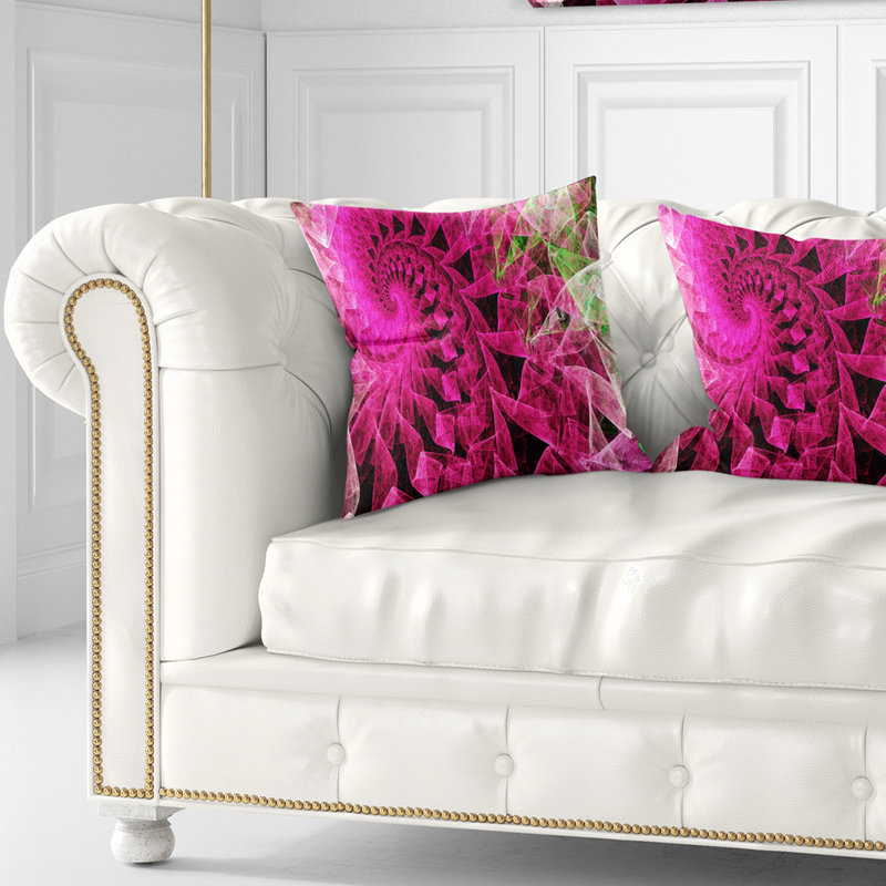 Kaléidoscope en spirale rose - coussin imprimé abstrait, 16 po x 1 po, Coussin décoratif