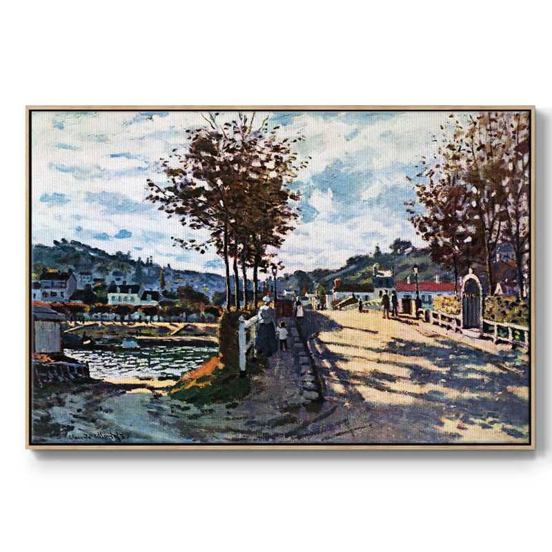 "La seine à Bougival", reproduction d'art par Claude Monet, H 17 po x l 25 po x P 2 po, Bois naturel