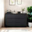 Commode 6 tiroirs, commode moderne pour la chambre à coucher avec comptoir spacieux, armoire de rangement avec poignées dissimulées-114240979