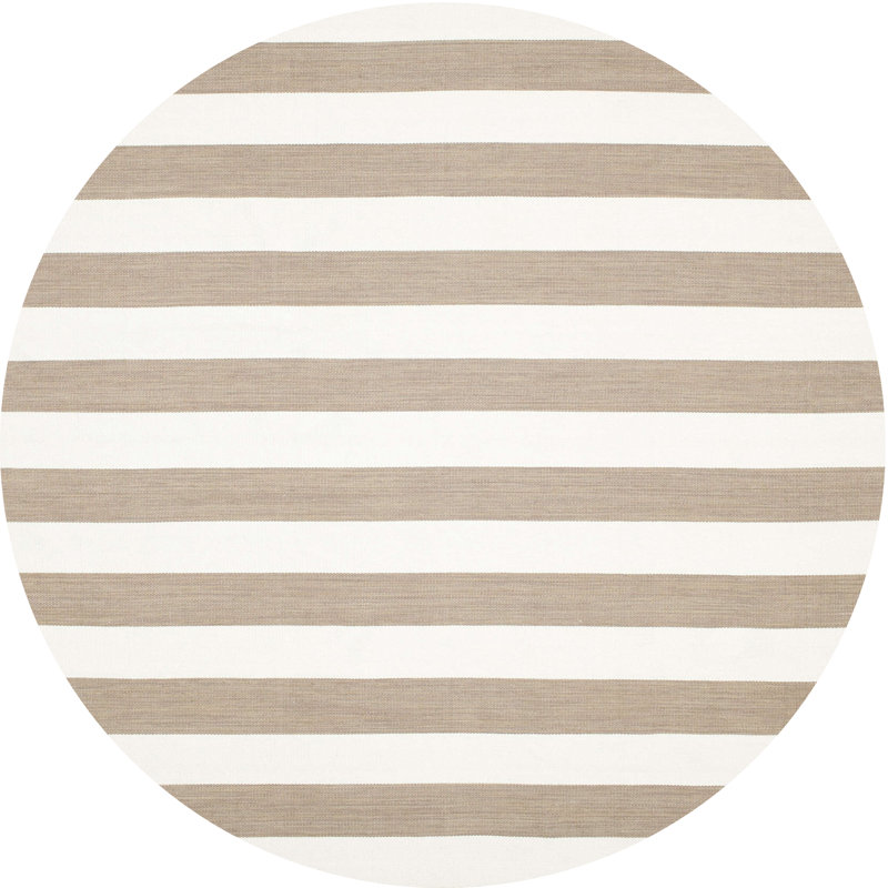 Tapis contemporain brun / blanc, Rond 5 pi