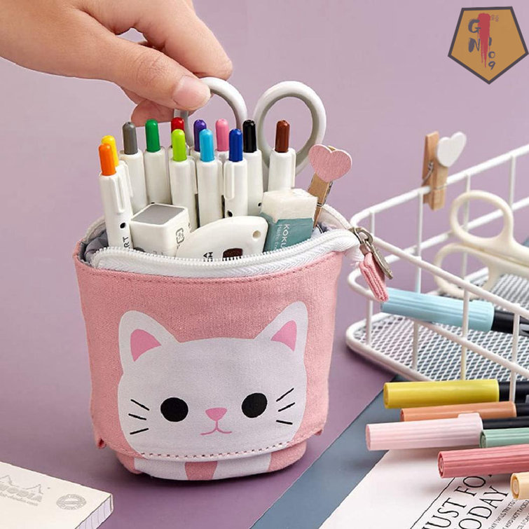 Cute Pen Pencil Telescopic Holder Pop Up Stationery Case, Stand-up
