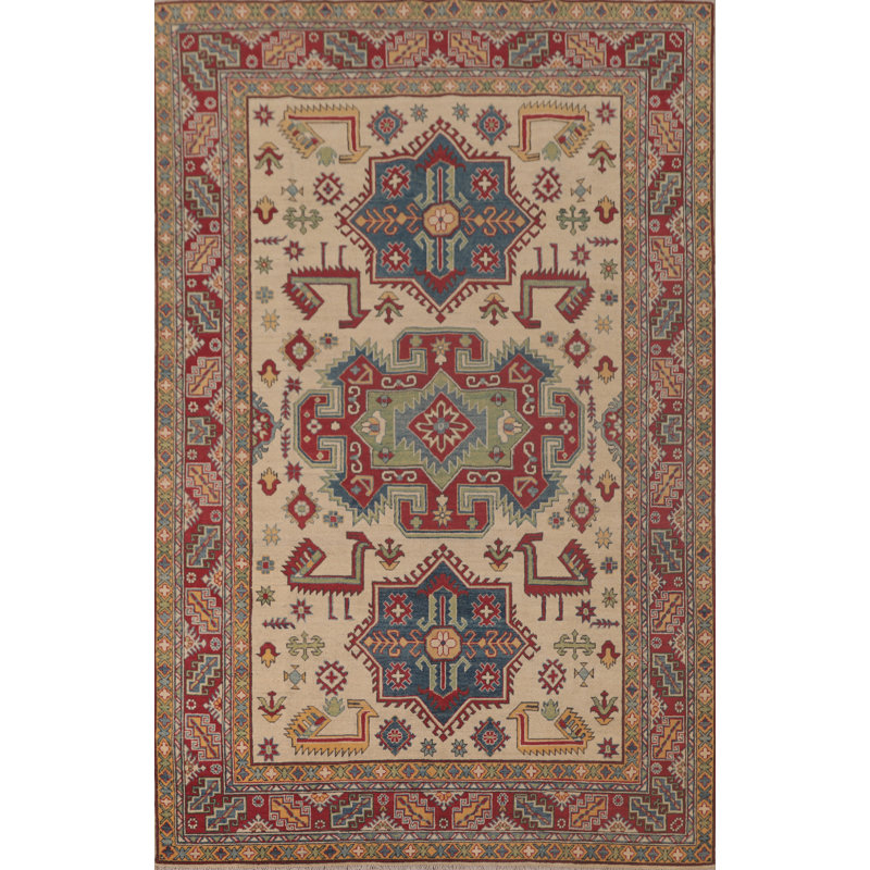 Handmade Kazak Living Room Rug