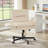 Beige Velvet Cross-Legged Office Chair with Flip-up Armrests, Swivel Criss Cross Executive Desk Chair with 2 Side Pockets, Modern Vanity & Computer Chair with Wheels-117671835-130973134