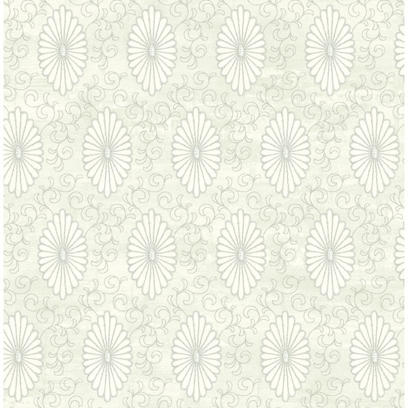 Rouleau de papier peint L 33 pi x l 20,5 po Agneda Medallion, Ivoire / écume de mer