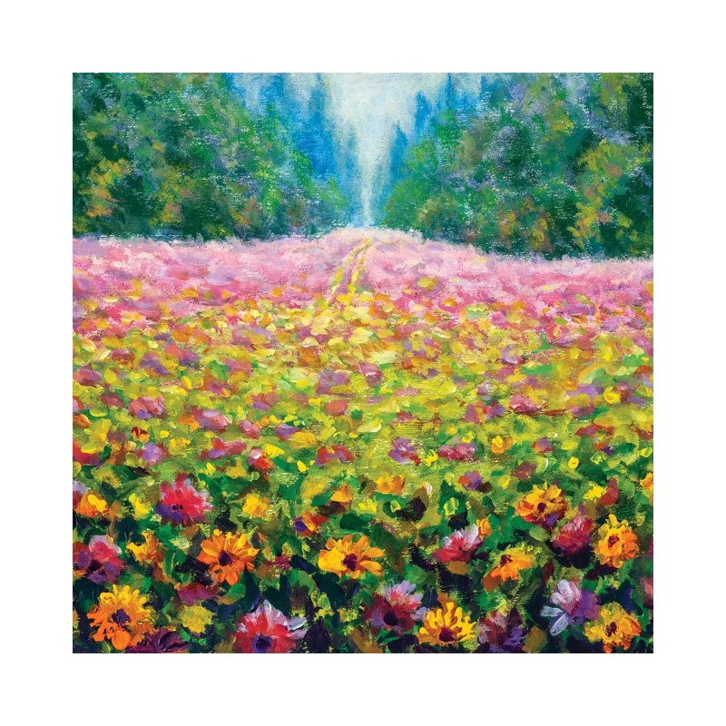 Beautiful Field Flowers In Forest by Valery Rybakow - Painting on Canvas, 66.04 cm H x 66.04 cm W x 1.91 cm D, Wrapped Canvas