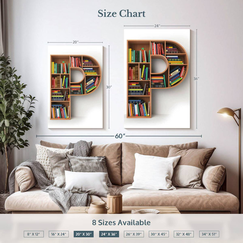 Keiri Letter P Bookshelf, 36" H x 24" W
