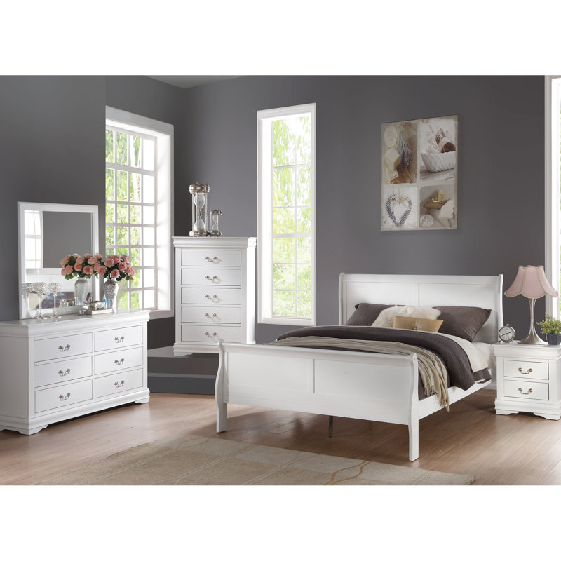 Grand lit blanc avec tête de lit à profil bas de 29 pouces et structure incurvée, structure en bois massif, trois lattes compatibles avec un sommier, 10 étages, 62 po de profondeur, 90 po de largeur, 47 po de hauteur, poids d'une livre