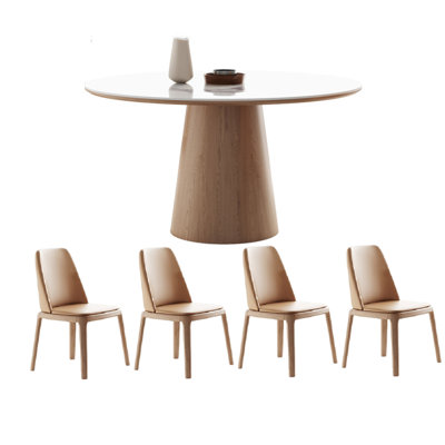 Table de salle à manger ronde moderne avec plateau en pierre brillant