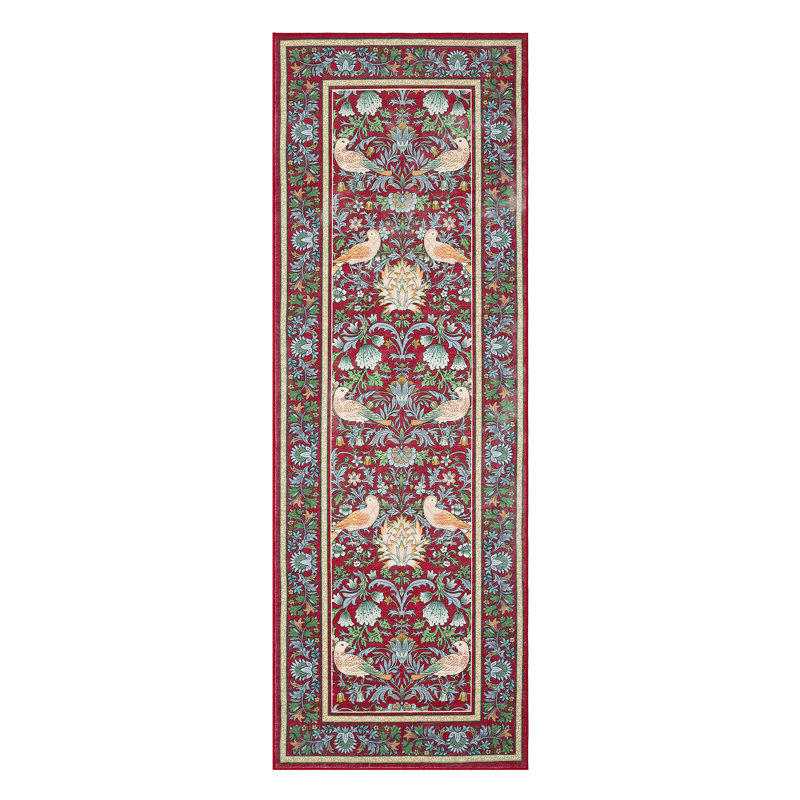  Washable Rugs for Living Room, Non Slip Floral Area Rugs, Low Pile Stain Resistant Botanical Bird Soft Carpet, Foldable Indoor Floor Mats for Bedroom, Nursery, Dining Room