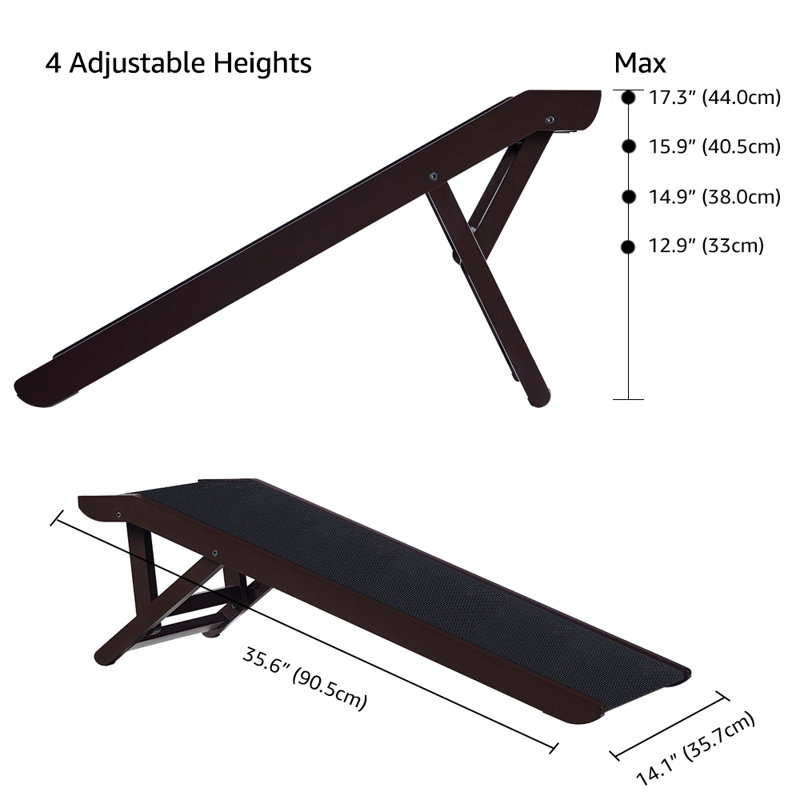 Rampe réglable pour animaux Wegate, H 17,3 po x l 35,6 po x P 14,1 po, Espresso