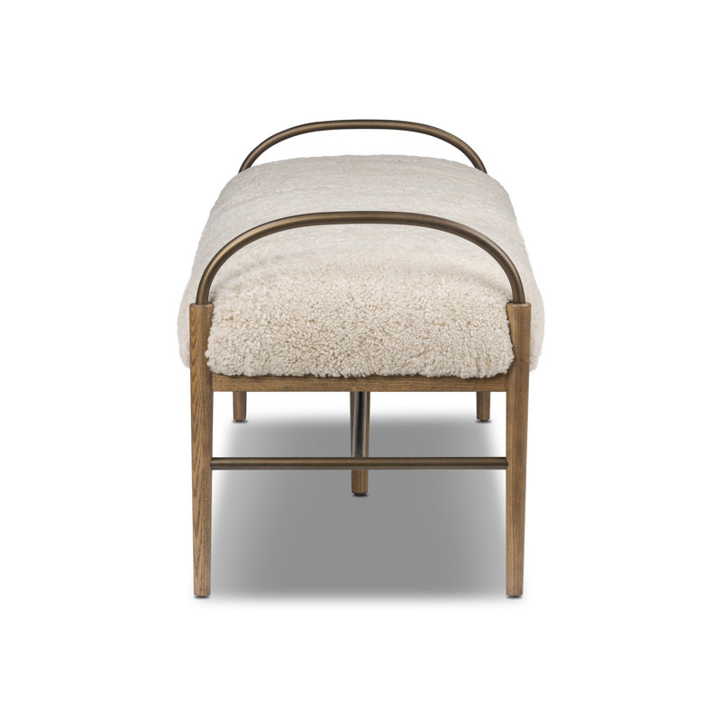 Demi Upholstered Bench, Beige Shearling