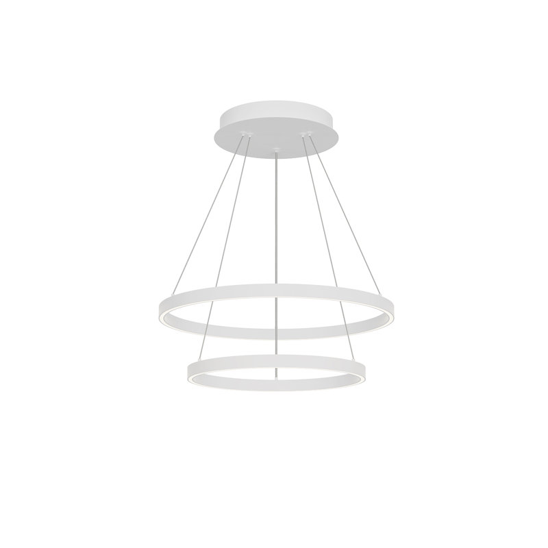 Cerchio Dimmable LED Wagon Wheel Chandelier, 1.375" H x 23.625" W x 23.625" D, White