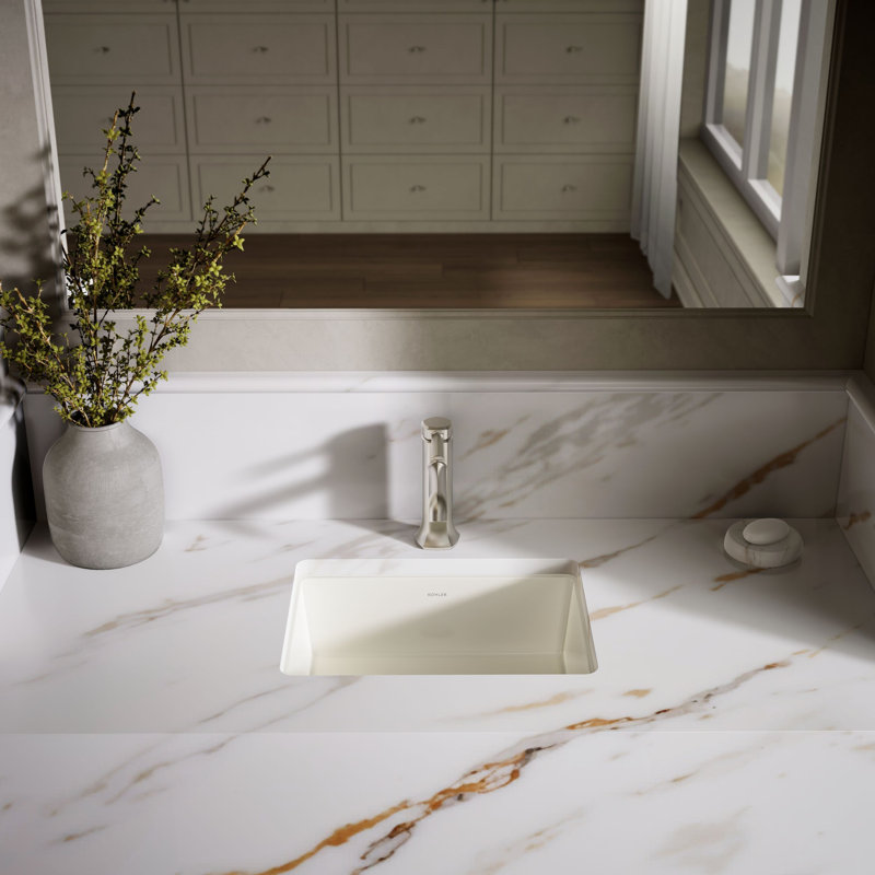 Under-Mount Bathroom Sink, Biscuit