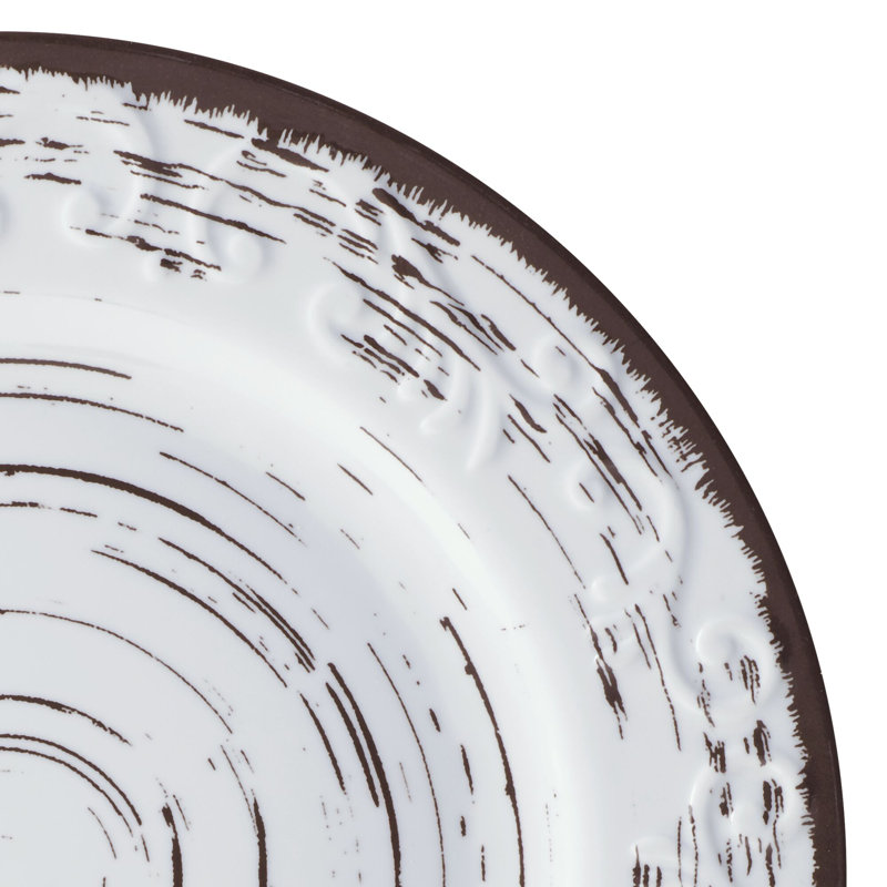Rustic White Melamine Outdoor Dinnerware Set, Service for 4