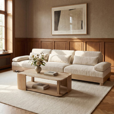 Canapé modulaire 3 pièces en tissu chenille de 135,5 po Turin